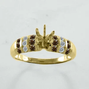0.54 Ct Round Natural Diamond Semi Mount Engagement Wedding Ring 10K Yellow Gold - Picture 1 of 6