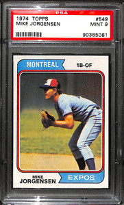 1974 TOPPS #549 MIKE JORGENSEN PSA 9 90385081