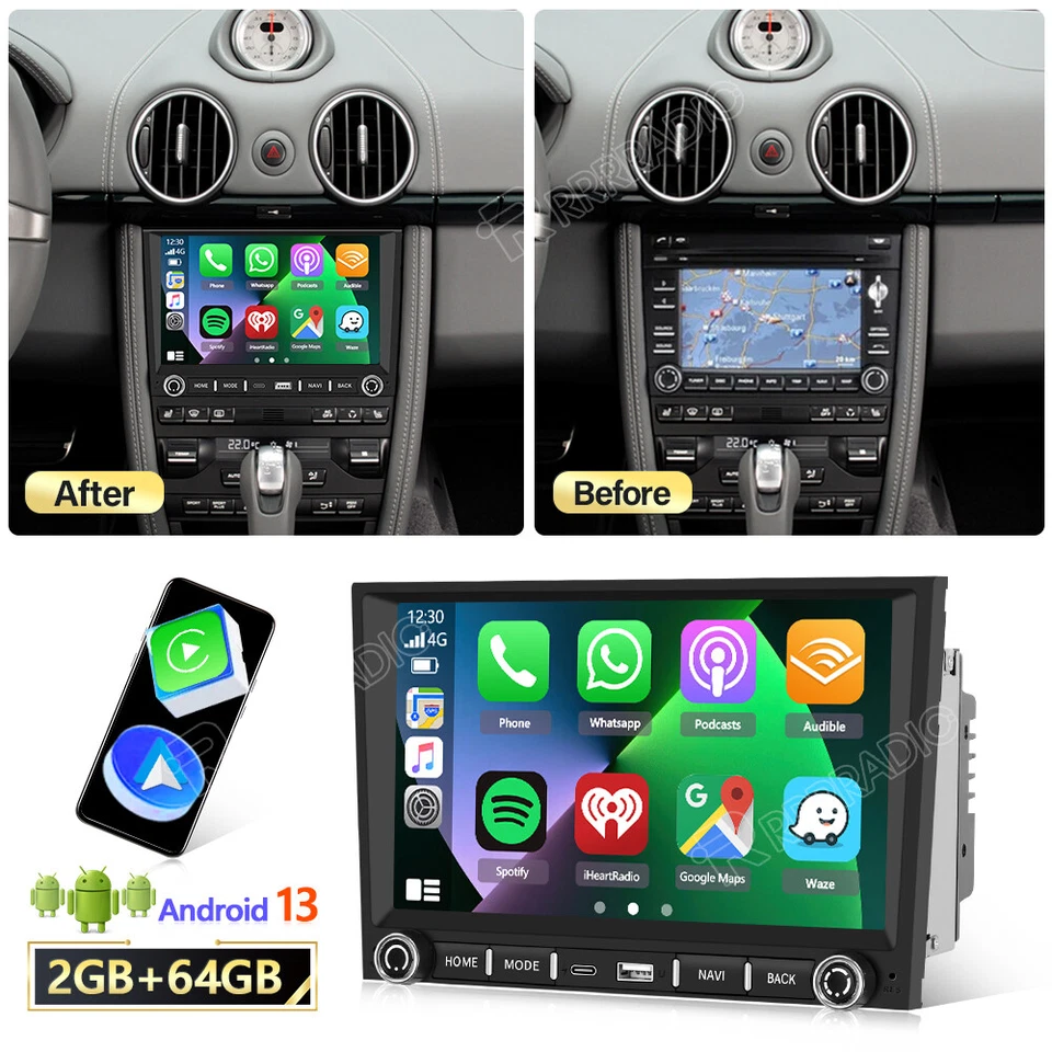 For Porsche 911 Boxster 987 2005-2008 CarPlay Android15 Car Stereo Radio GPS 64G - Image 1 of 4