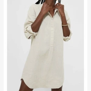 Tuckernuck Linen Long Sleeve Emilia Mini Dress-Beige-Women’s L-Casual-Summer-NEW - Picture 1 of 9