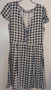 Denim & Supply Ralph Lauren Plaid Laceup Dress Gingham Resort size 12 Pre-Owned - Picture 1 of 18