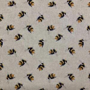 Linen Bumblebee Bee Curtain Craft Cushion Designer Linen Look Fabric - Picture 1 of 1