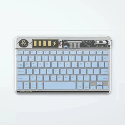 Wireless Bluetooth keyboard Transparent shell Rechargeable Portable ultrathin - Image 1 of 4