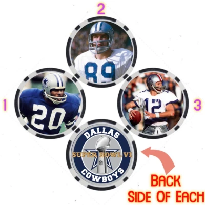 COWBOYS SUPER BOWL VI PLAYERS - 3 POKER CHIP SET - Image 1 of 2