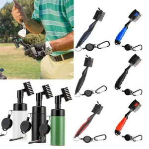 Double Sided Golf Club Brush Tool Kit Groove Cleaner Cleaning Tool Retractable - Picture 1 of 21