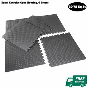 Exercise Floor Mat Puzzle Rug Fitness Gym Workout Exercise Flooring 6 Pieces - Picture 1 of 12