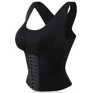4 in 1 Women's Medium BLACK Color Trainer Shapewear Waist Buttoned Bra Brand NEW - Picture 1 of 6