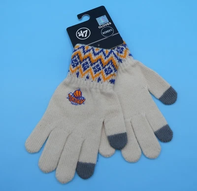 '47 品牌纽约尼克斯冬季手套女式米色针织 NBA 手套篮球 — 第 1/2 张图片