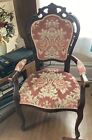 1950S Louis Xvi Style Floral Raspberry Parlor Chair