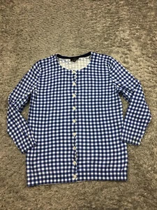 Talbots Lightweight Button Up Sweater Womens Size XS Extra Small Blue White - Picture 1 of 11
