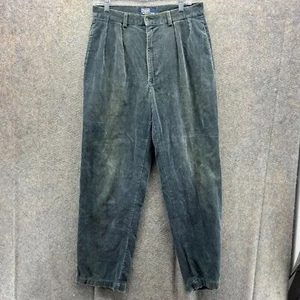 Vintage Ralph Lauren Pants Mens 32x32 Green Corduroy Pleated Relaxed RARE 80s - Picture 1 of 12