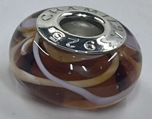 Chamilia Sterling Silver 925 Orange-Brown Swirl Bead Charm (1423) - Picture 1 of 6
