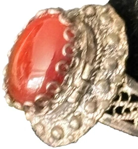 Vintage Israel Jemenit Sterling Silber Karneol Gift Ring Gr. 7,5, Punze - Bild 1 von 10