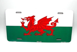 WELSH WALES FLAG METAL CAR NOVELTY LICENSE PLATE WELSH DRAGON AUTO TAG - Picture 1 of 15