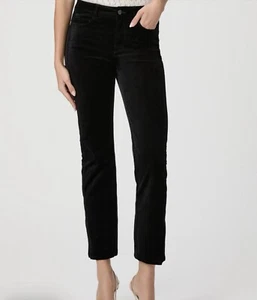 Paige Cindy Twisted Seam Slim Split Pant Women’s 23 Black Velvet ~ NWT - Picture 1 of 8