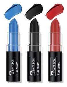 (Lot Of 6) 3 Pack Red/Blue/Black , Makeup Stick, Face/Body Paint, Halloween - Picture 1 of 8