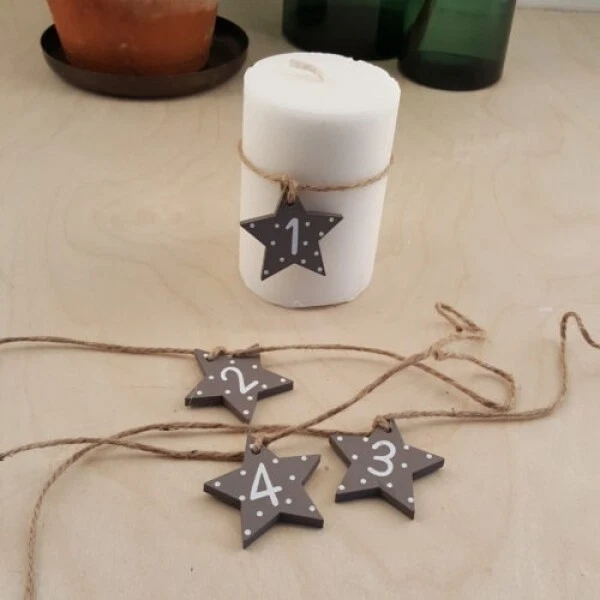 Adventszahlen Kerzenzahlen Holz Stern 1-4 Advent grau Weihnachten - Bild 1 von 1