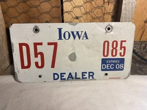 Vintage Iowa License Plate ~ D57 Dealer Plate ~ Single Plate - Picture 1 of 3