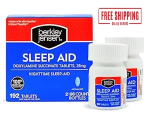 berkley jensen Sleep Aid (192 Tablets) - Doxylamine Succinate 25 mg Nighttime Sl - Picture 1 of 8