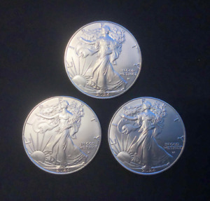 3x 2024 1oz American Silver Eagle Bullion Coins *MINT* BU (GENUINE)