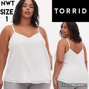 TORRID DAMEN SOPHIE WEISS CHIFFON DOPPELSCHICHT SCHAUKEL CAMI TOP WEISS 1X NEU - Bild 1 von 15