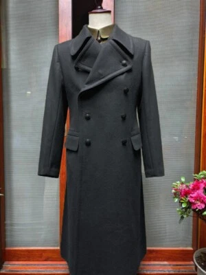 100% кашемировые мужские пальто двубортные уличная одежда деловые длинные куртки - Изображение 1 из 4