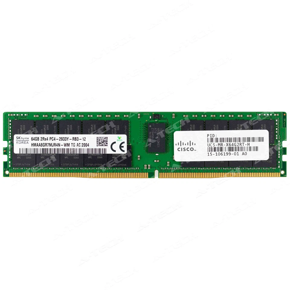 Cisco 64GB DDR4-2933 REG RDIMM UCS-MR-X64G2RT-H 15-106199-01 Server Memory RAM - Image 1 of 2