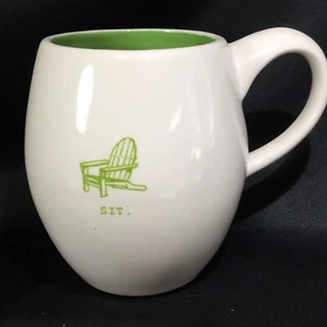 Rae Dunn Mug Sit Adirondack Chair Green Interior 16oz Magenta Exclusive - Picture 1 of 6
