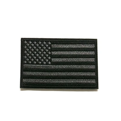 USA American Flag Black Grey Patch Embroidered Iron-on Badge Applique 4.5" Wide - Image 1 of 4