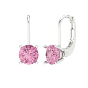 Pink Zirconia Stud Earrings for Women, Lever Back (1.5 cttw, 6mm, Round-Cut) - Picture 1 of 20