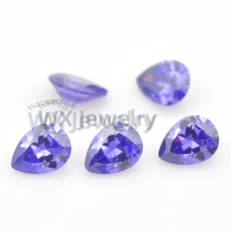 Piedra de nacimiento de circonita cúbica suelta corte pera violeta de alta calidad 100 un. 2x3-13x18 mm Foto 1 de 4