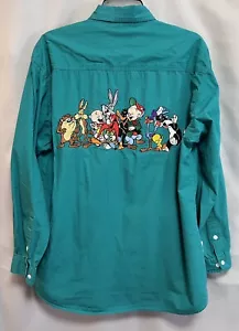 Vintage Acme Clothing Co Warner Bros Oxford Hemd Looney Tunes Skifahren bestickt - Bild 1 von 12