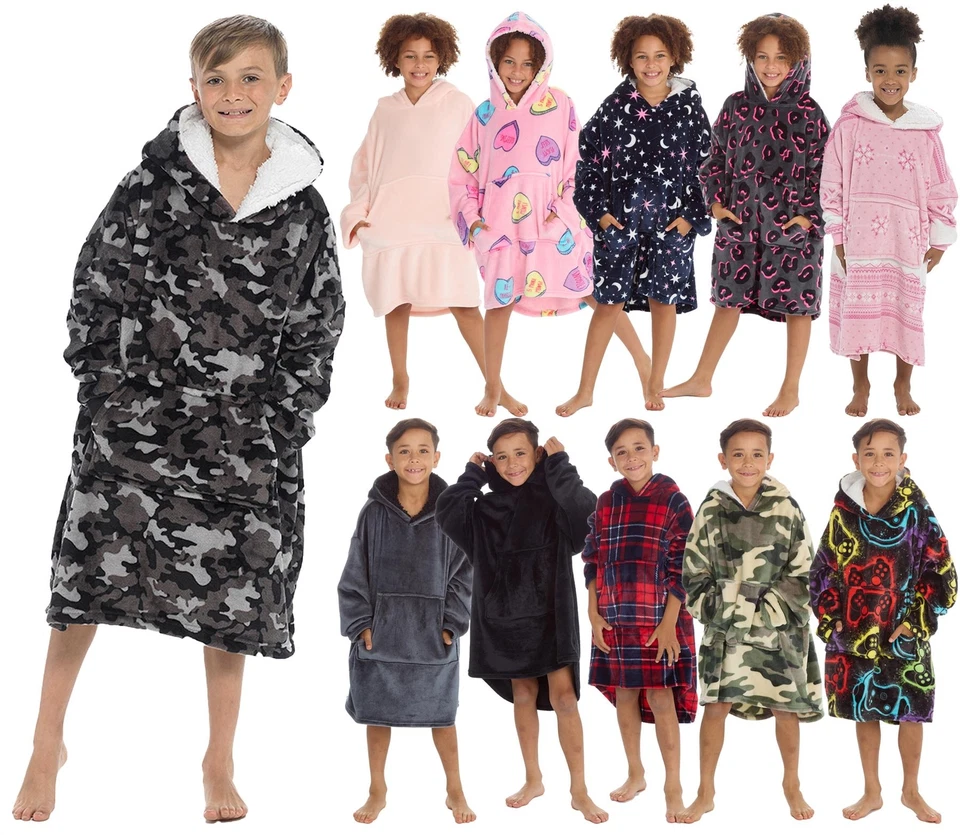 HUGGABLE / FOLLOW THAT DREAM / FOXBURY Kids Oversized Blanket Hoodie Girls Boys Children Long Hooded Jumper Loungewear