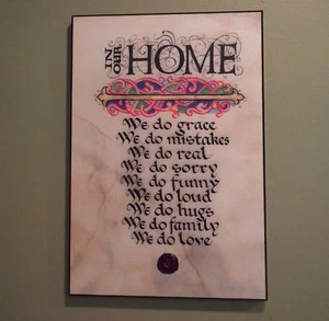 Contemporary Celtic Plaque: In our Home 12 x 18 Book of Kells Lettering - Picture 1 of 5