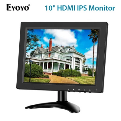 Eyoyo 10 inch Security CCTV Monitor 1024x768 HDMI LCD Monitor With VGA AV Input - Image 1 of 4