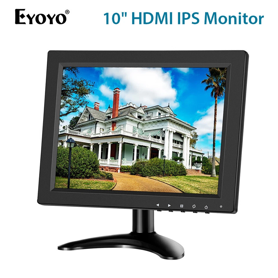 Eyoyo 10 inch Security CCTV Monitor 1024x768 HDMI LCD Monitor With VGA AV Input - Image 1 of 4