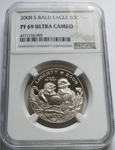 2008-S Bald Eagle 50C Proof Clad Commemorative Half Dollar Coin - NGC PF 69 UCAM - Picture 1 of 4