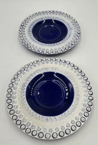 Bordallo Pinheiro Fantasy Bread And Butter Plate Blue And White Set of 2 - Picture 1 of 6