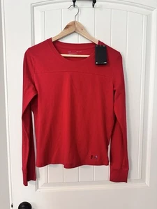 NEW Under Armour Loose Fit T-Shirt Women’s Size Small Long Sleeve Tee Red NWT - Picture 1 of 4