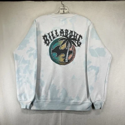 Billabong Youth Sweatshirt Small Soft Light Blue & White Tie Dye Groovy Vibes - Image 1 of 4