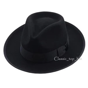 Nuevo Sombrero 100% Lana Fieltro Hombres Fedora Borde Crudo Forrado Satinado Talla Grande Británica - Imagen 1 de 12