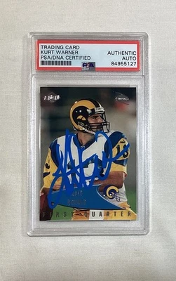 KURT WARNER RC 1999 COLLECTORS EDGE #123 SIGNED AUTOGRAPH ROOKIE CARD PSA AUTO - Image 1 of 2