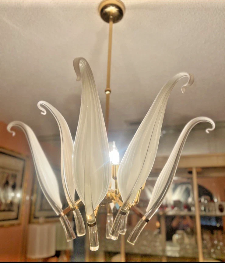 Красивая итальянская люстра из муранского стекла и латуни Franco Luce. - Изображение 1 из 1