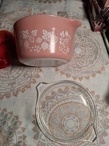 Vintage Pyrex #473 STACHELBEERE Rosa Rund 1 Menge Auflaufform Schale - Bild 1 von 4