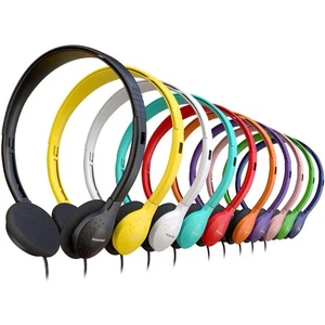 10 Pack Bulk Wired Headphones, On Ear with 3.5mm Jack, 4ft Tangle Free Cable,... - Picture 1 of 7