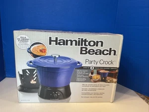 Vajilla de fiesta Hamilton Beach 1,5 cuartos de galón rara porcelana azul esmaltada vajilla de hierro fundido - Imagen 1 de 5