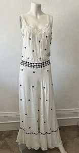 Anthropologie LEIFNOTES White Black Mirror Dots Sleeveless Ruffles Maxi Dress 0 - Picture 1 of 14