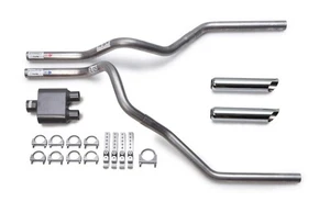 Performance 1-Chamber Muffler Dual Exhaust Kit Chrome Tips Ford F150 F250 95-97 - Picture 1 of 4