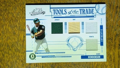 Rickey Henderson A's 2005 Tools of The Trade Quad Bat Jersey Relic #/100 - Image 1 of 2
