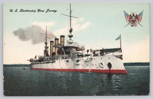United States Battleship New Jersey Naval Warship Divided Back Postcard - Picture 1 of 2